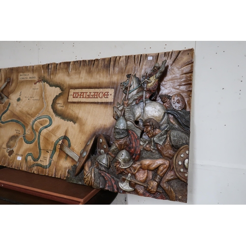 117 - A 20th century diorama map of the battle of Stirling bridge, 74cm high x 181cm wide