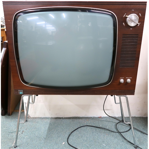 127 - A mid 20th century Ekco television, 84cm high x 68cm wide x 36cm deep, leather travel case and a Gla... 