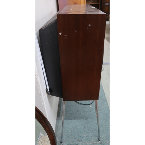 127 - A mid 20th century Ekco television, 84cm high x 68cm wide x 36cm deep, leather travel case and a Gla... 