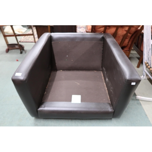 142 - A contemporary dark brown leather upholstered club armchair, 72cm high x 90cm high x 95cm deep