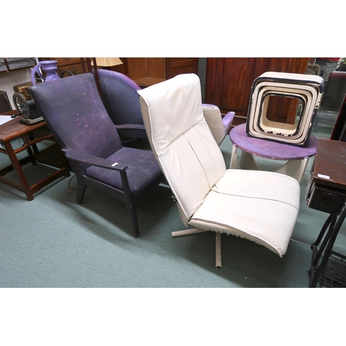 154 - A mid 20th century open armchair and a mid 20th century swivel chair (2)