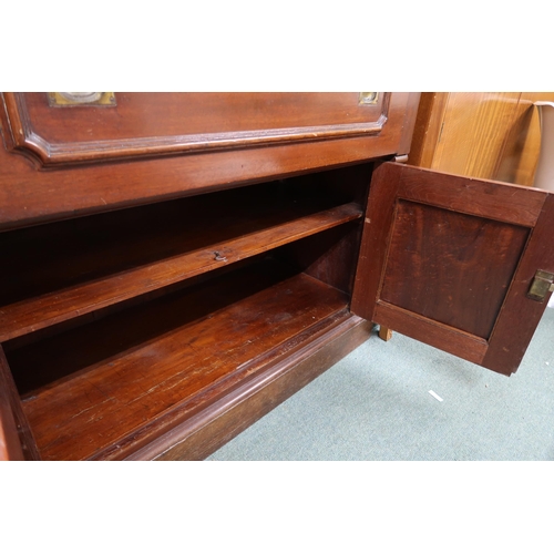 162 - A Victorian mahogany secretaire bookcase with moulded cornice over pair of glazed doors over fitted ... 