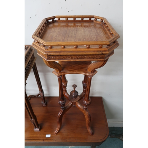 19 - A 20th century reproduction jardinière plant stand with gallery top and another reproduction gallery... 