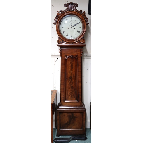 24 - A Victorian mahogany cased J.B. Newlands, Paisley drumhead longcase clock with white painted dial be... 
