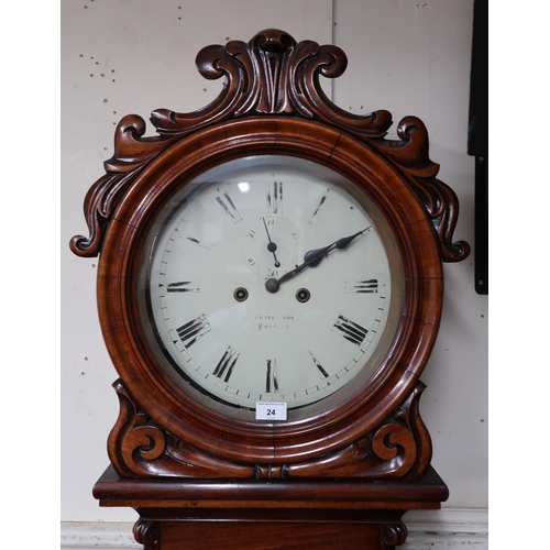24 - A Victorian mahogany cased J.B. Newlands, Paisley drumhead longcase clock with white painted dial be... 