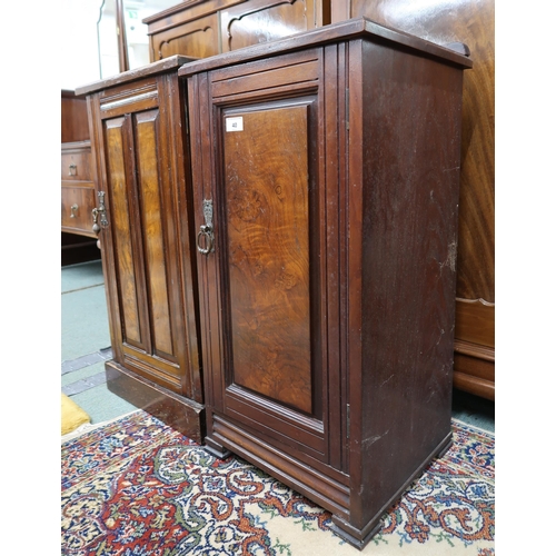 40 - A lot of two assorted Victorian oak and walnut single door bedside cabinets and a mahogany and walnu... 