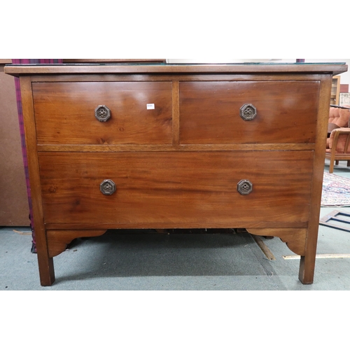 41 - An early 20th century mahogany two over one chest of drawers, 77cm high x 107cm wide x 51cm deep