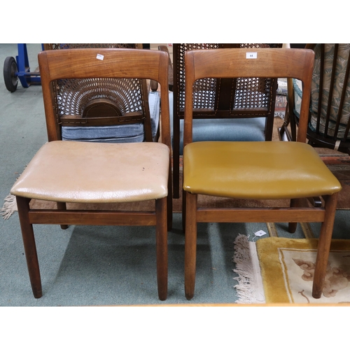 44 - A pair of mid 20th century John Herbert for Younger Ltd dining chairs with mustard vinyl seats on te... 