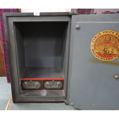 61 - A Victorian cast iron Cyrus Price & Co Ltd patent lock and fire resisting safe with two internal... 