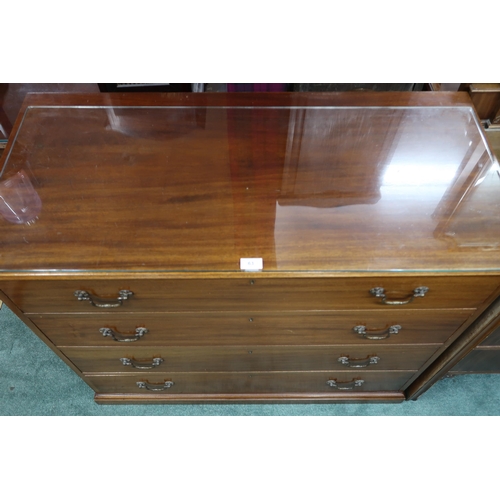 63 - An Edwardian mahogany mirror backed dressing chest with two over two drawers, 162cm high x 107cm wid... 