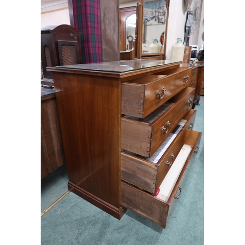 63 - An Edwardian mahogany mirror backed dressing chest with two over two drawers, 162cm high x 107cm wid... 