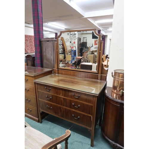 63 - An Edwardian mahogany mirror backed dressing chest with two over two drawers, 162cm high x 107cm wid... 