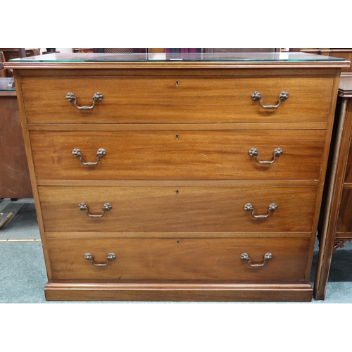 63 - An Edwardian mahogany mirror backed dressing chest with two over two drawers, 162cm high x 107cm wid... 