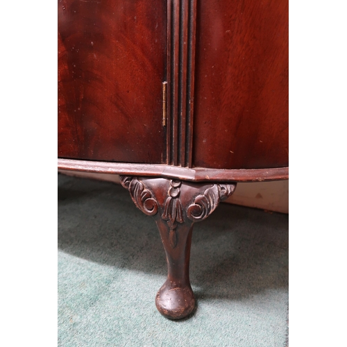 65 - A 20th century mahogany bow front two door cabinet, 80cm high x 95cm wide x 42cm deep