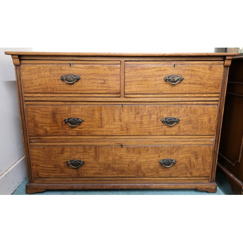 68 - A 20th century oak two over two chest of drawers, 78cm high x 102cm wide x 50cm deep