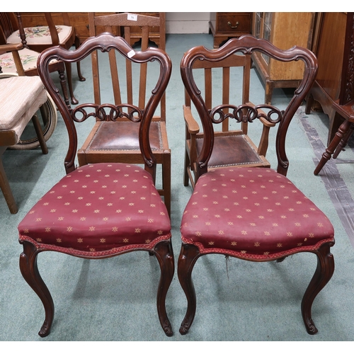 75 - A pair of Victorian rosewood balloon back parlour chairs,two assorted oak framed child's chairs and ... 