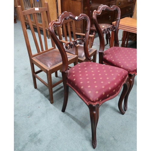 75 - A pair of Victorian rosewood balloon back parlour chairs,two assorted oak framed child's chairs and ... 