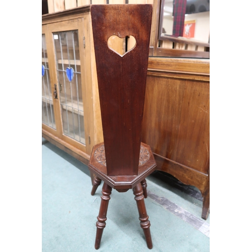 76 - A 20th century spinning chair with carved back and seat on turned supports