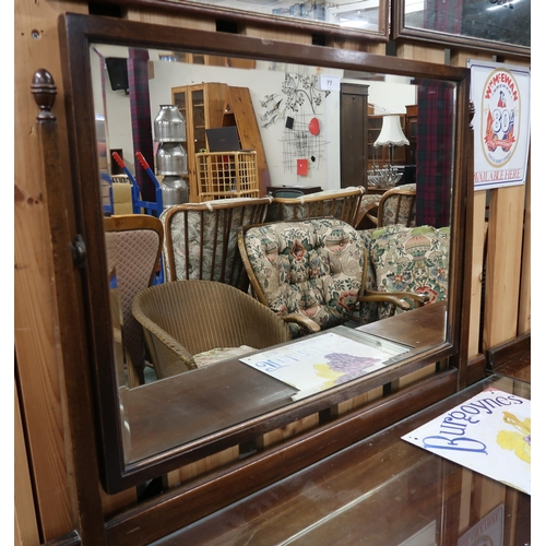 77 - A 20th century mahogany three drawer mirror backed dressing chest, 143cm high x 100cm wide x 51cm de... 