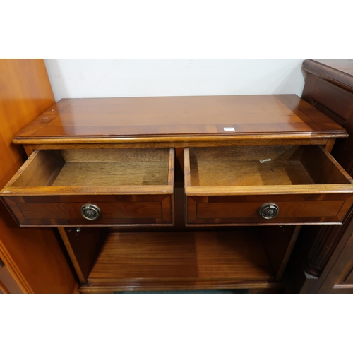 86 - A 20th century fall front writing bureau and a small two drawer open bookcase (2)