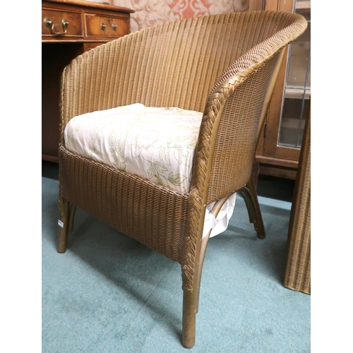 92 - A 20th century Lloyd loom style armchair, bedroom chair and bedroom hamper (3)