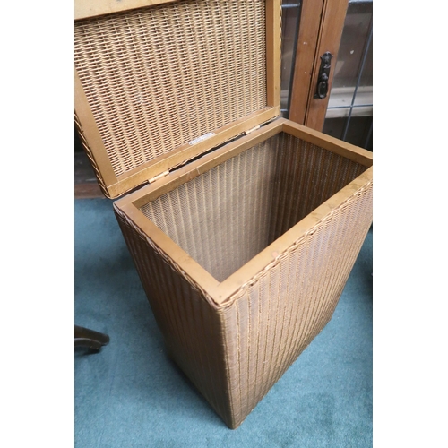 92 - A 20th century Lloyd loom style armchair, bedroom chair and bedroom hamper (3)