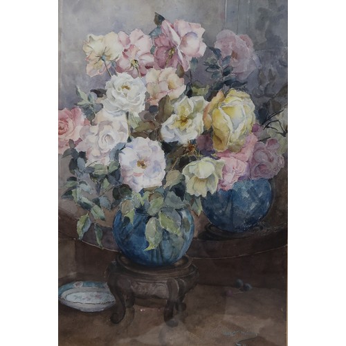 925A - VIOLET NEISH Still life, rose, signed, watercolour