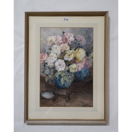 925A - VIOLET NEISH Still life, rose, signed, watercolour