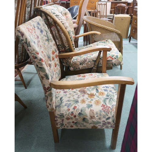 54 - A 20th century beech framed rocking chair and an open armchair (2)