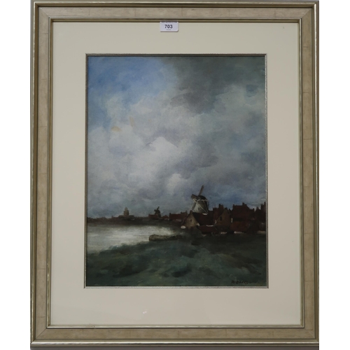 703 - WILLIAM DODDS  RSA Dutch Village, signed, watercolour, 48 x 37cm... 