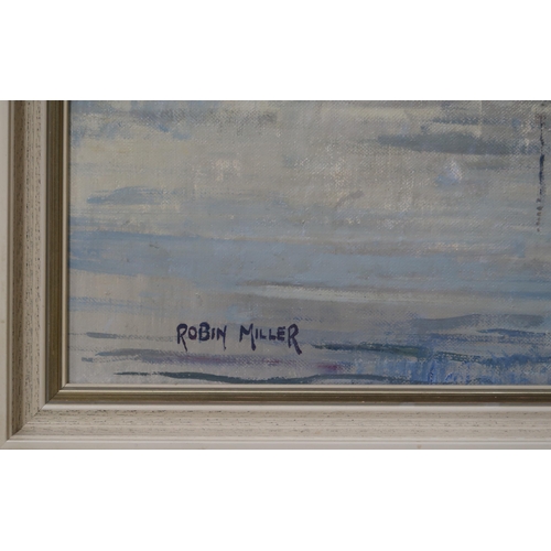 705 - ROBIN MILLER West coast port, signed, oil on board, 38 x 75cm  