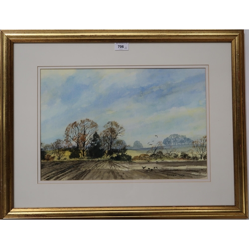 706 - JAMES FREW Landscape, signed, watercolour, 30 x 45cm and a print (2)