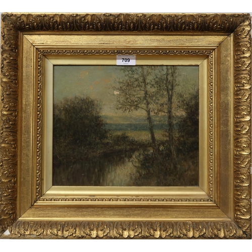 709 - SCOTTISH SCHOOL Landscape, monogrammed, oil on canvas, dated, 1901, 25 x 30cm