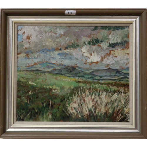 711 - JOHN N LUSK Landscape, signed, oil on board, 37 x 43cm