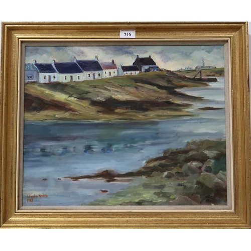 719 - ENID FOOTE WATTS Islay cottages, signed, oil on board, 40 x 50cm