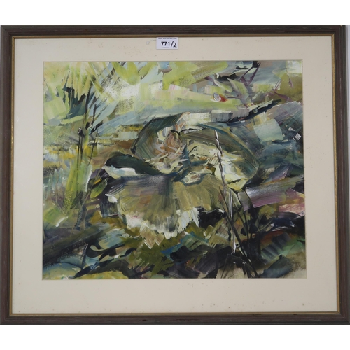 771 - KATHLEEN RUSSELL (SCOTTISH b.1940)SEPTEMBER FUNGUSMixed media, signed lower right, dated September 1... 