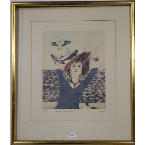 800 - ALLAN MANN (SCOTTISH b.1949)OVER THE GARDEN WALLPrint multiple, signed lower right, dated (19)75, nu... 