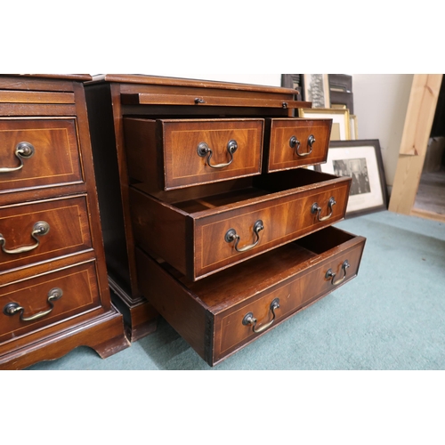 43 - A pair of 20th century mahogany two over three chest of drawers on bracket bases, 61cm high x 59cm w... 