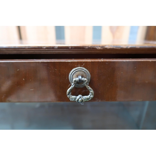 48 - A pair of 20th century stained teak bookcases with pair of drawers over glass sliding doors, 90cm hi... 