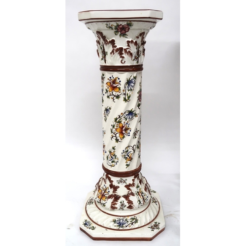 51 - A lot to include Capodimonte ceramic jardinière stand, ornately carved tribal walking stick and oak ... 