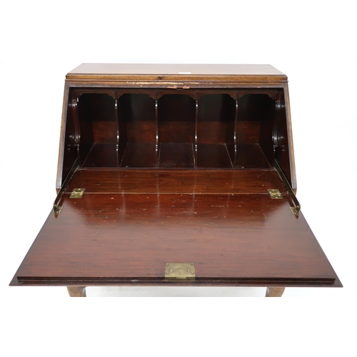 53 - A 20th century mahogany fall front writing bureau on ball and claw supports, 99cm high x 70cm wide x... 