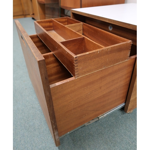 62 - A mid 20th century teak Meredew single drawer filing cabinet with formica top, 44cm high x 56cm wide... 