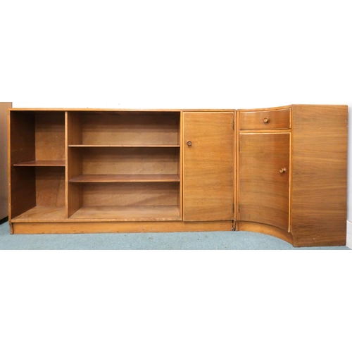 65 - A mid 20th century teak bookcase with cabinet door and accompanying corner cabinet, 76cm high x 192c... 