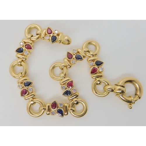 2791 - AN 18CT GOLD MIXED GEM BRACELETset with brilliant cut diamonds to an estimated approximate total of ... 