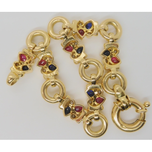 2791 - AN 18CT GOLD MIXED GEM BRACELETset with brilliant cut diamonds to an estimated approximate total of ... 