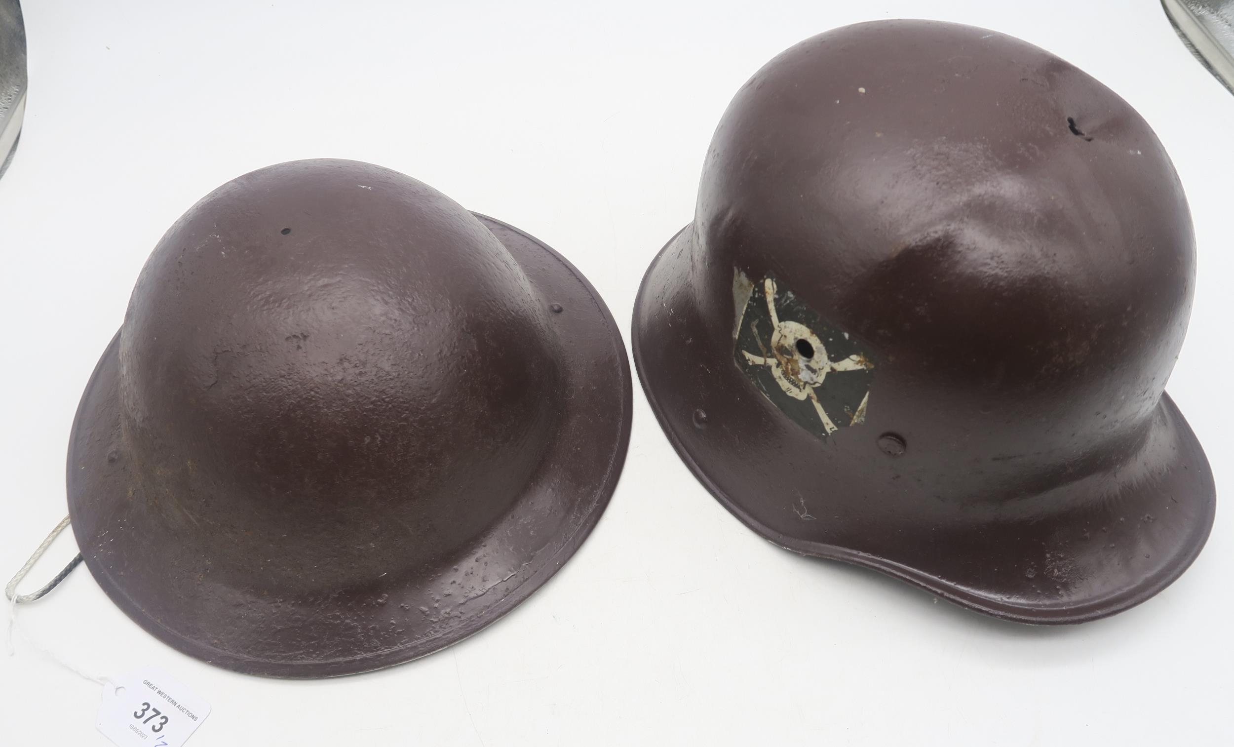 A WW1 German M 16 steel helmet or Stahlhelm partially retaining