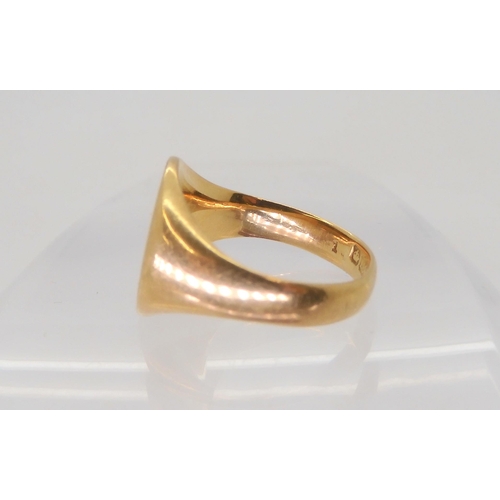 555 - An 18ct gold signet ring, hallmarked Birmingham 1853, finger size N1/2, weight 8.2gms 