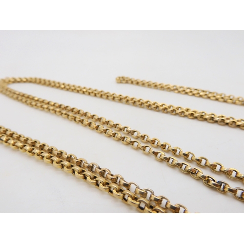 583 - A bright yellow metal belcher style chain, length approx 135cm, weight approx 38.4gms 