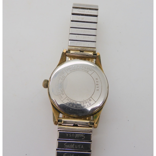 665 - A Swiss gold Rotary Commodore watch (af) weight including mechanism and strap 53.9gms, four silver b... 