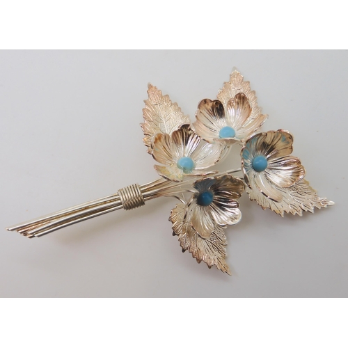 672 - A collection of Charles Horner brooches to include a turquoise glazed ceramic plaque brooch, Chester... 